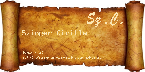 Szinger Cirilla névjegykártya